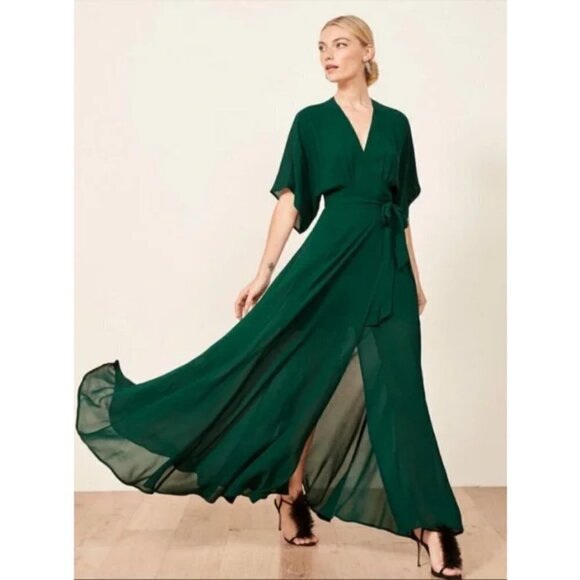 💕REFORMATION💕 Winslow Dress ~ Emerald Green XS NWT - Picture 3 of 16